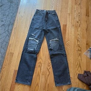 PacSun Black Distressed Straight Jeans